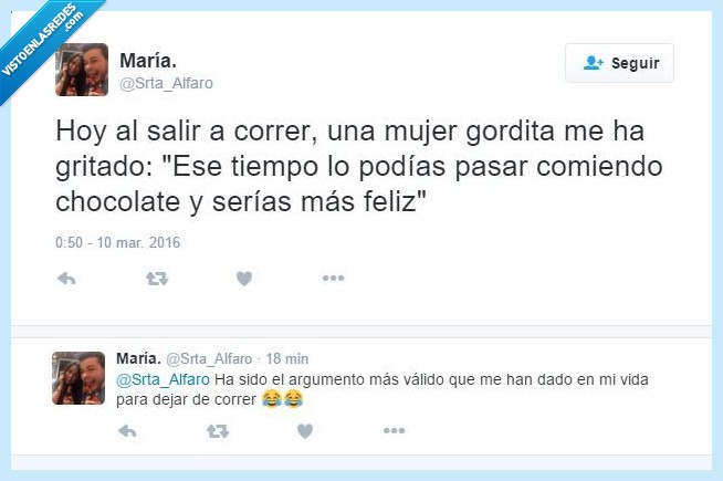 runner,mujer,correr,comiendo,comer,chocolate,feliz,señora