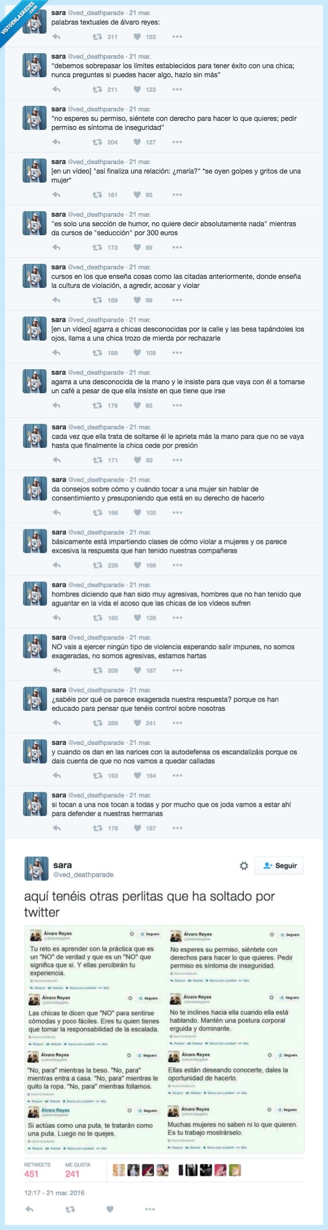 Álvaro Reyes,machista,seducción,violación,Twitter,polémica