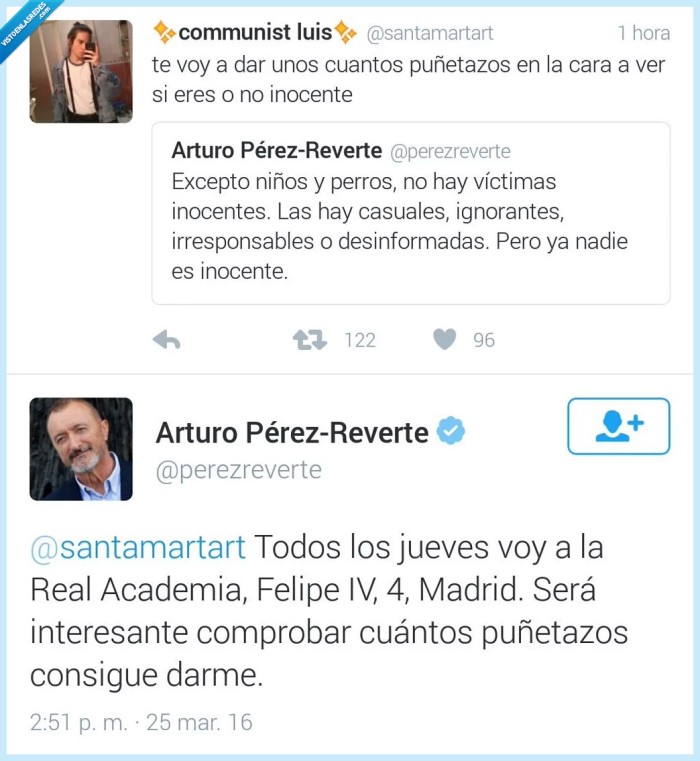 pegar,puñetazo,amenaza,escribir,dirección,victima,inocente