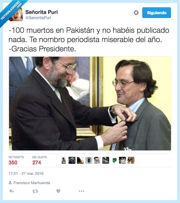 Francisco Marhuenda,Rajoy,presidente,periodico,pakistan,atentado,miserable