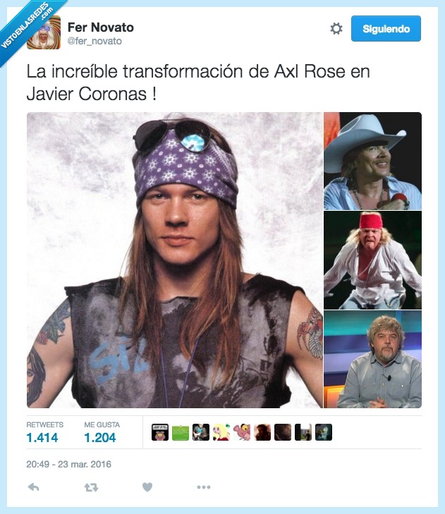 Axl Rose,cambio,transformación,Javier Coronas