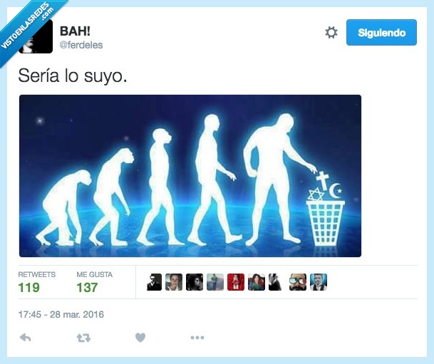 seria,lo suyo,religion,evolución,hombre,mono,tirar