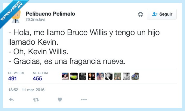 Bruce Willis,Kevin Willis,qué bien hueles,fragancia,colonia,nueva