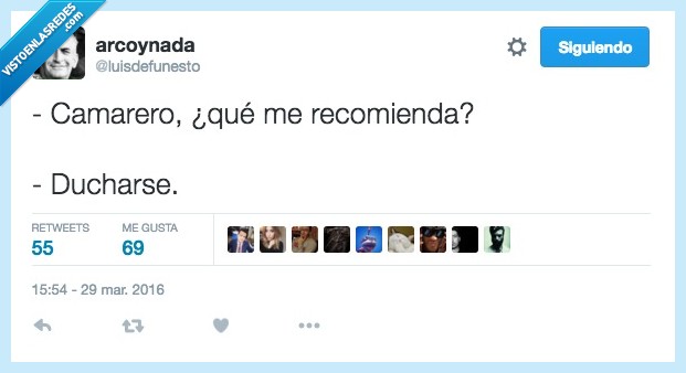 camarero,recomienda,recomendacion,ducharse