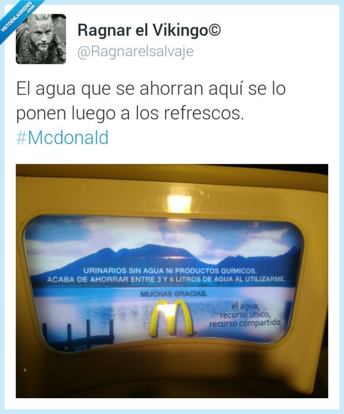 mcdonalds,ahorrar,agua,refresco,poner,bebida,lavabo,litro