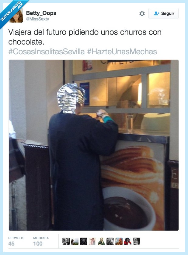 churros,lejia,señora,futuro,tinte,mechas,papel,plata,pelo,peluquería,insolito