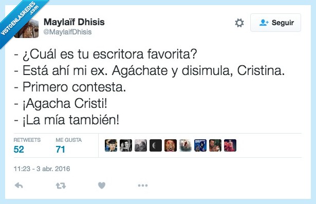 escritora,favorita,agachate,disimula,cristina,primero,contesta,ex,esconder,agacha cristi,tambien,Agatha Christie