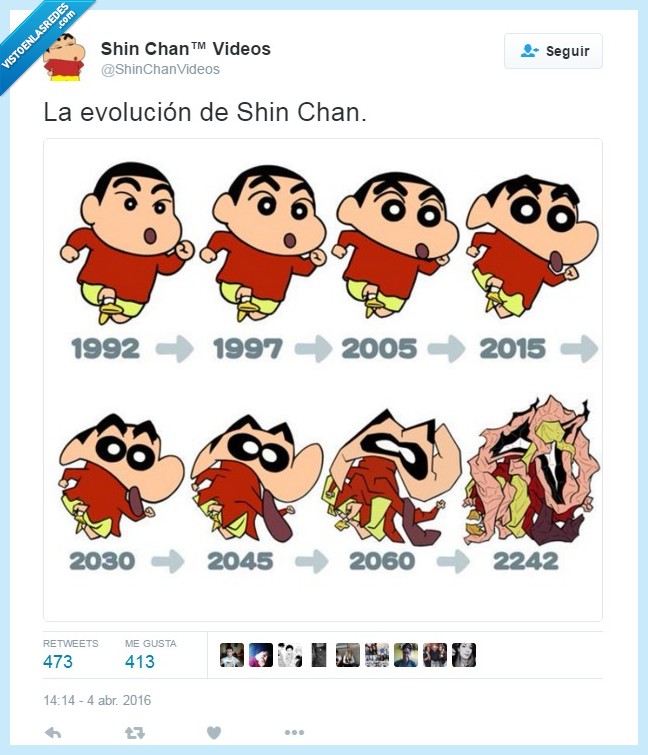 Shin-Chan,evolución,shin chan,años,forma