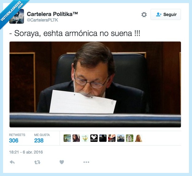 soraya,folio,papel,armonica,suena,sonar,musico,Mariano Rajoy
