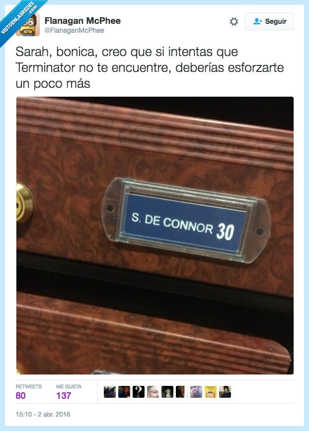 Sarah Connor,buzón,terminator,skynet,matar