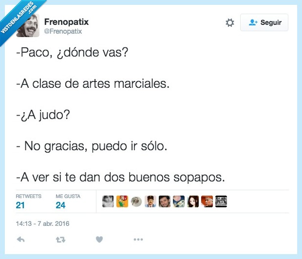 paco,donde,clase,artes marciales,judo,ayudo,sopapo,solo,pegar