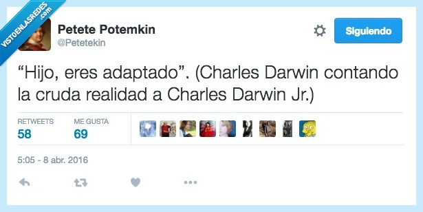 verdad,hijo,adoptado,adaptado,Darwin,cruda,realidad