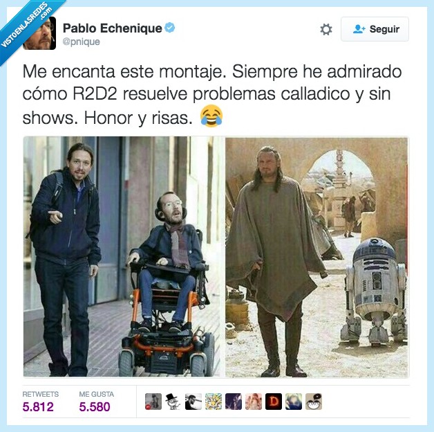 Pablo Echenique,Pablo Iglesias,Quigon,r2d2,montaje,problemas,star wars