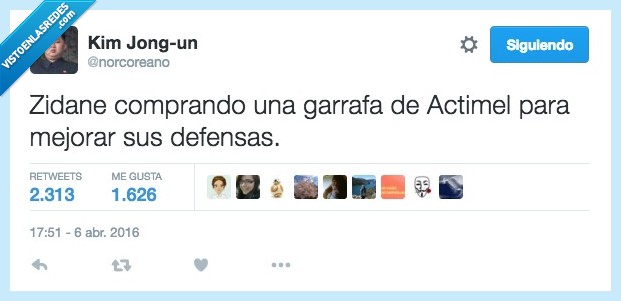 Zidane,comprar,garrafa,actimel,mejorar,defensas