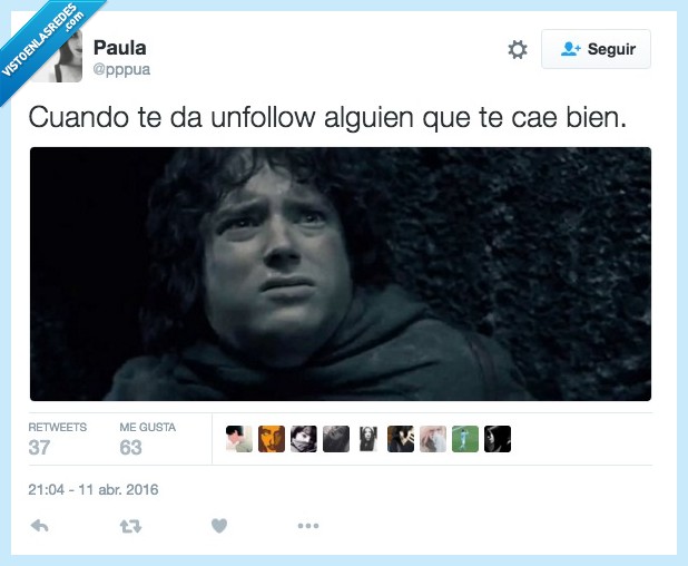seguir,unfollow,alguien,gusta,seguidor,Frodo,dolor