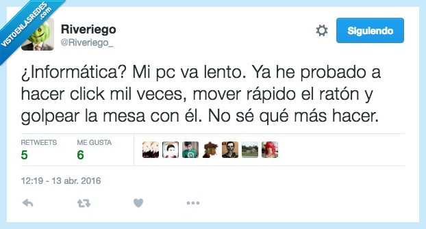 informática,pc,lento,probar,click,mil,veces,arreglar,raton,golpear,mesa,solución
