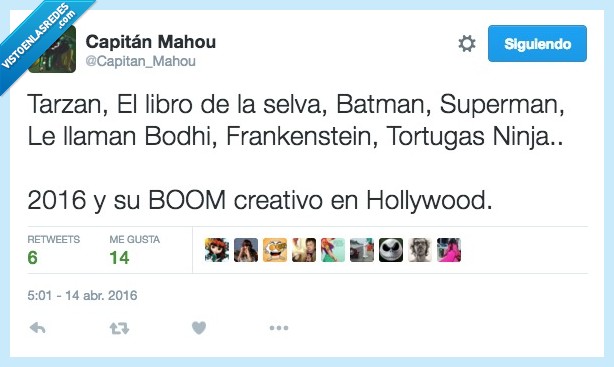 Tarzán,libro de la selva,batman,superman,le llaman bodhi,Frankenstein,tortugas ninja