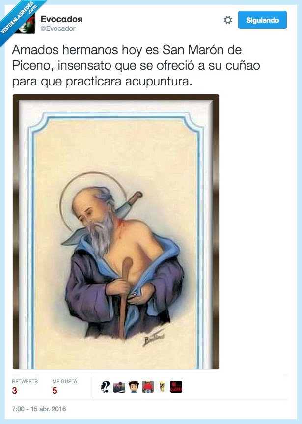 santo,San Marón de Piceno,cuñao,ofrecer,acupuntura,practicar,espada,puñal,cuchillo