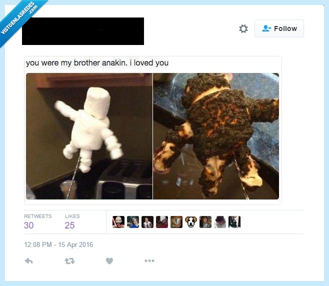 malvavisco,nube,azucar,quemar,quemado,tostado,Anakin,Obi Wan,Star Wars