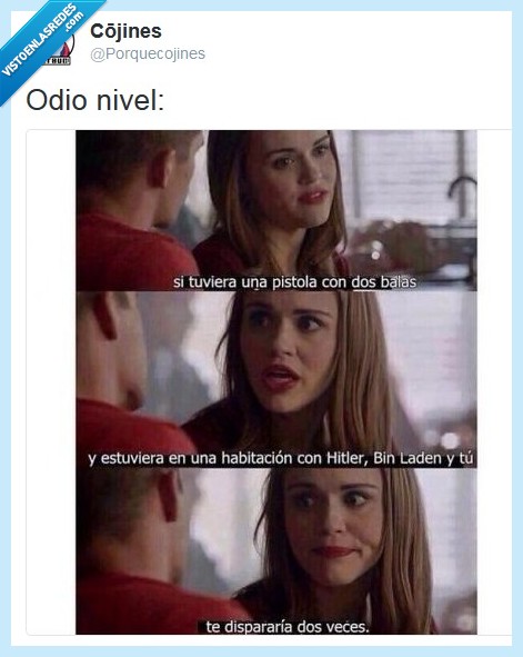 Pistola,Hitler,Bin Laden,dos,balas,disparar,odiar,odio