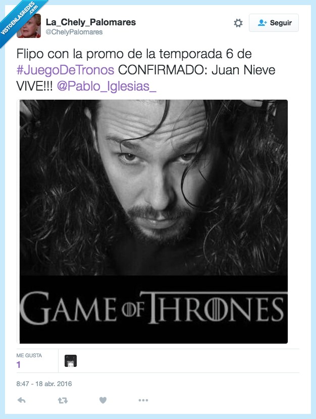 Juego de Tronos,Game of Thrones,Pablo Iglesias,Jon Nieve,pelazo