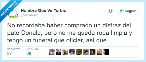 pato donald,funeral,disfraz,recordar,comprar,ropa,limpia,oficiar