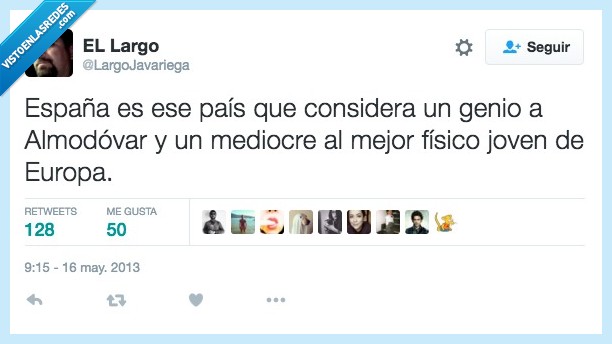 España,país,considerar,genio,Almodóvar,director,mediocre,mejor,fisico,joven,europa,veguenza