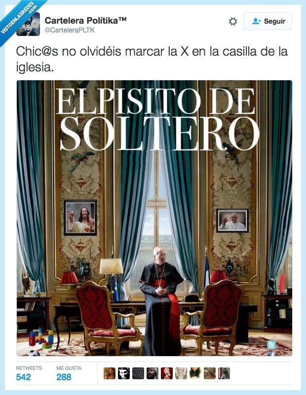 chicos,chicas,olvidar,marcar,casilla,iglesia,pisito,soltero,Rouco Varela