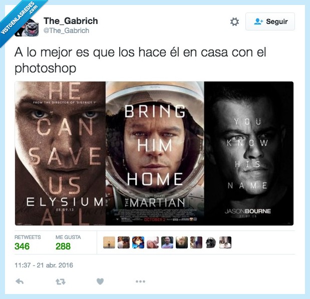Matt Damon,letras,iguales,salvar,encima,cara,Jason Bourne,The Martian,Elysium