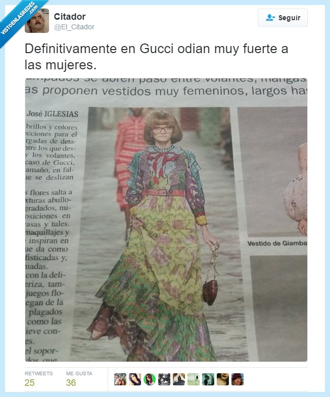 Gucci,mujeres,odio,vestido,moda,traje,abuela,horrible