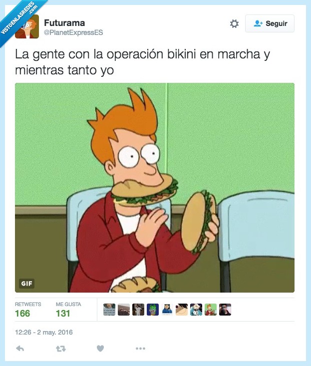 futurama,gente,operación,bikini,marcha,yo,fry,comer