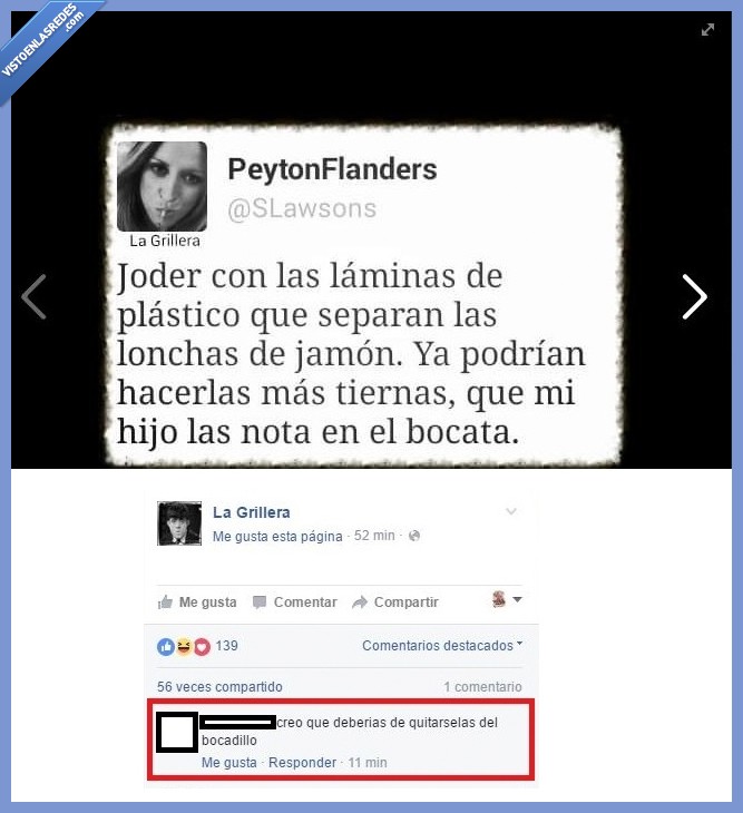 facebook,comentario,quitar,lamina,plastico,loncha,jamon,tierna,nota,hijo,bocata