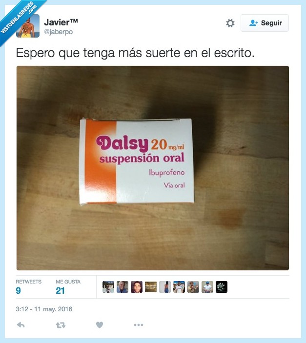 Dalsy,suspension,oral,ibuprofeno,escrito,examen,suspenso