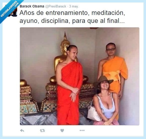 monje,budista,mirada,tiran más que dos carretas,pecho,gemelas