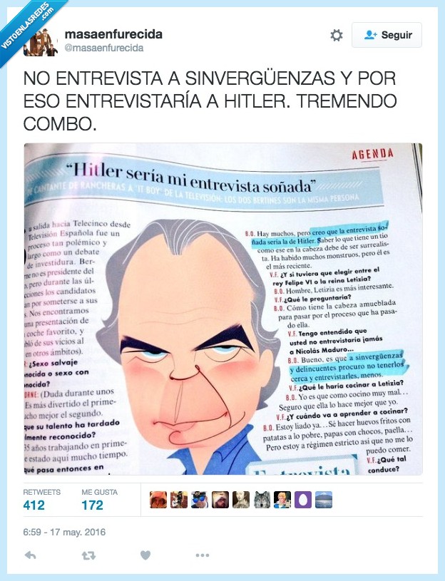 Bertín Osborne,entrevistar,sinvergüenzas,delincuentes,Hitler,entrevista