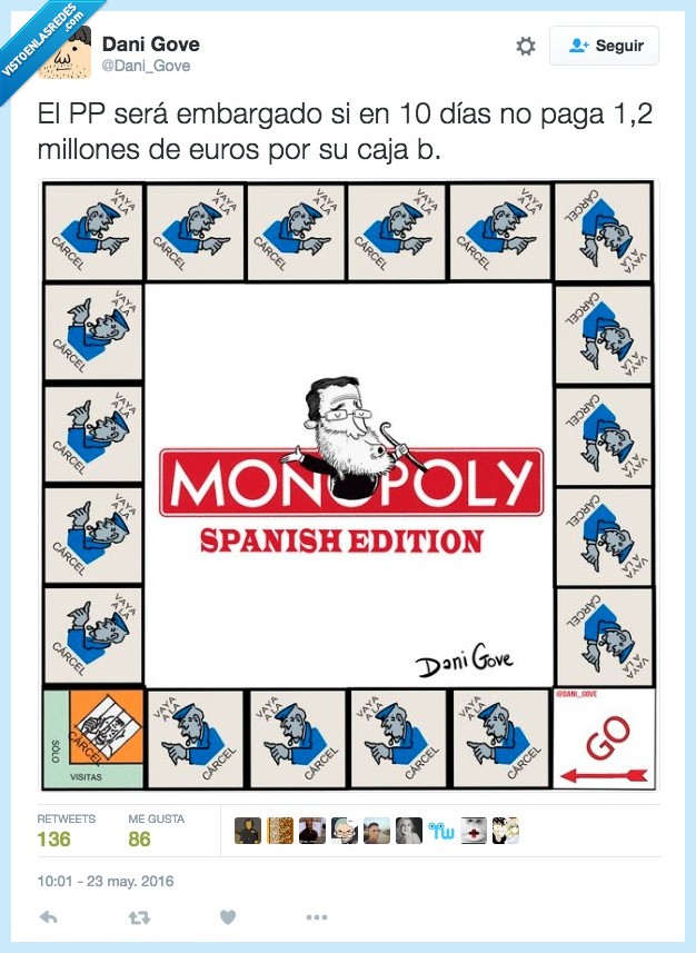 monopoly,spanish,España,PP,partido popular,embargado,dias,millones