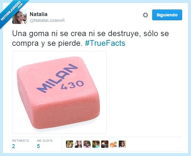 goma,borrar,verdad,truefact,truefacts,perder una goma,material,escolar,milan