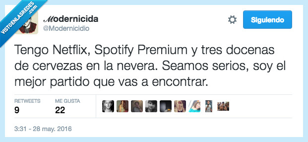 netflix,spotify,cerveza,partido,novios