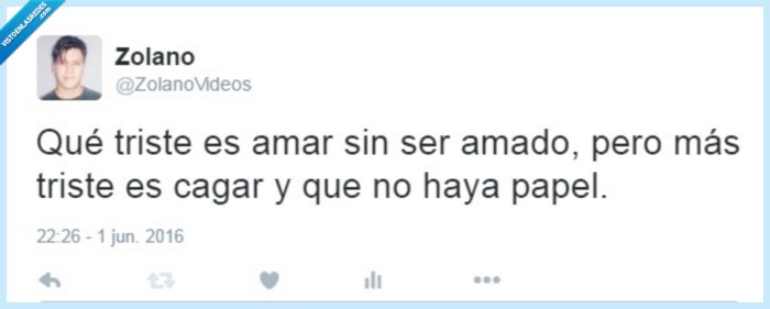Amor,tristeza,papel,ir al baño,un calcetín es una opción