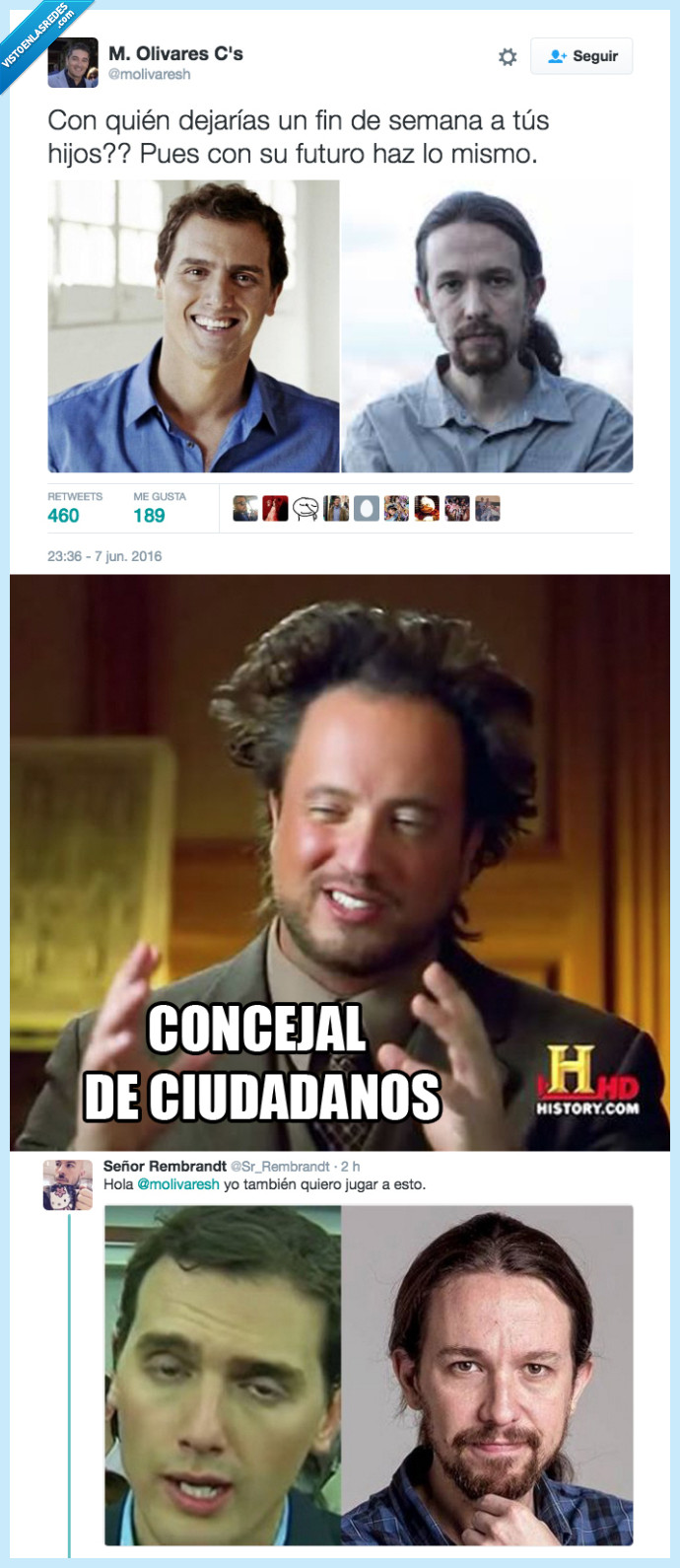 445526 - El ridículo tuit de un concejal de Ciudadanos sobre Albert Rivera y Pablo Iglesias