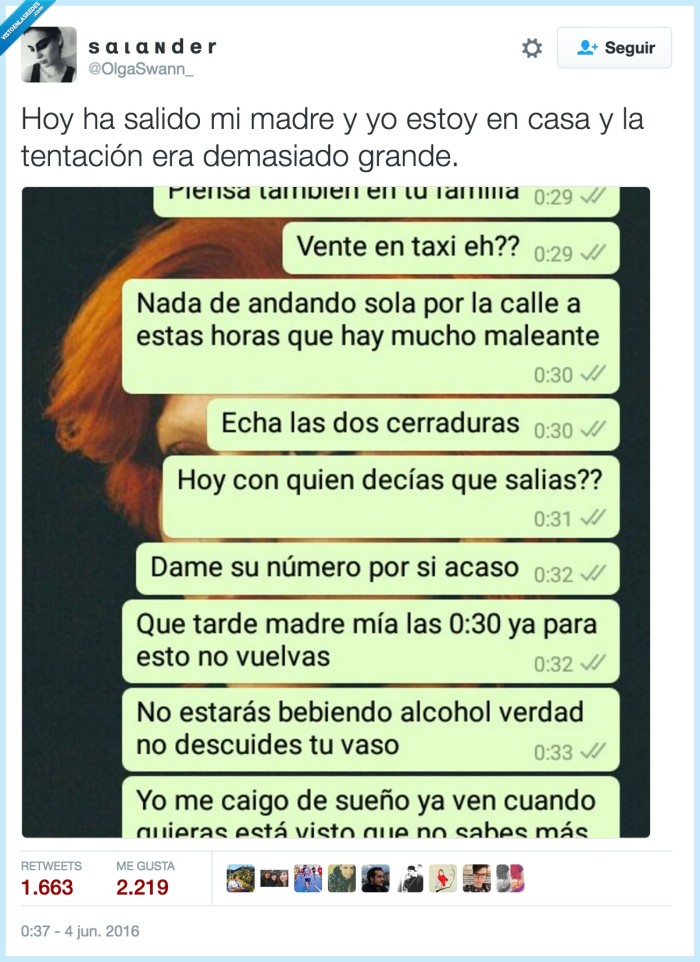 salir,hija,madre,whatsapp,venganza