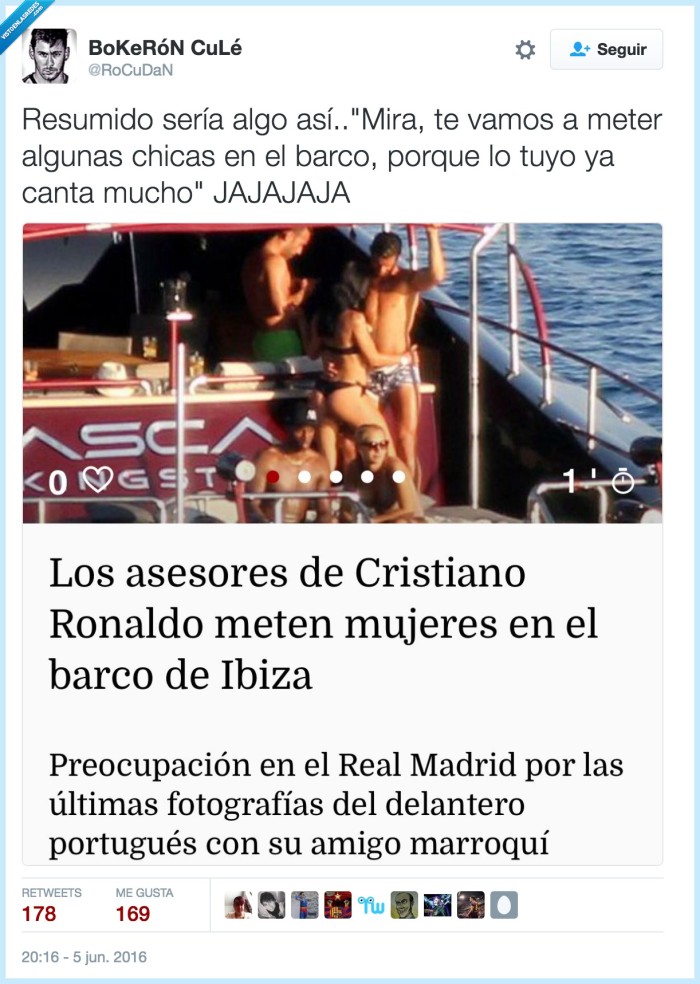 cristiano ronaldo,barco,mujeres,disimular