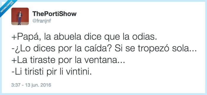 abuela,suegra,yerno,caída,odio,ventana,tropiezo,culpa,nieto,hijo,familia