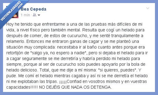 cagar,helado,a la vez,superación