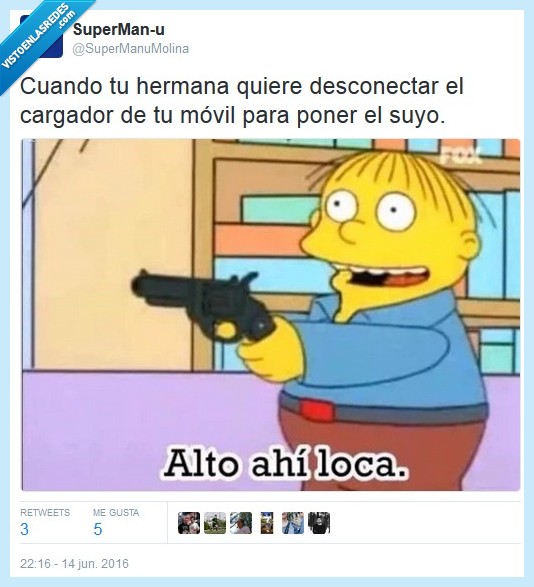 los simpsons,ralph,hermana,cargador,móvil