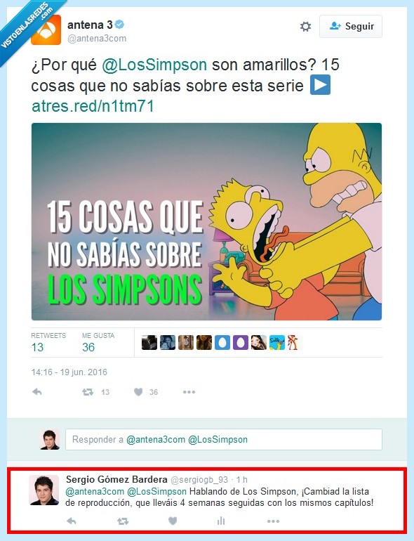 antena 3,simpson,capítulos,repetidos,tomadura de pelo