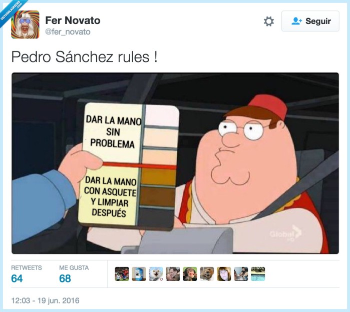 chuleta,blanco,negro,colores,paleta,dar la mano,pedro sánchez