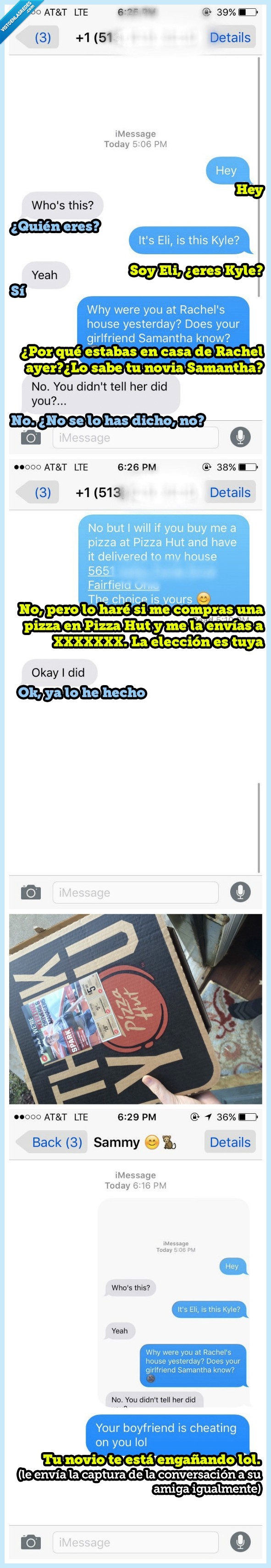 pizza hut,chantaje,novia,amiga,infiel,infidelidad