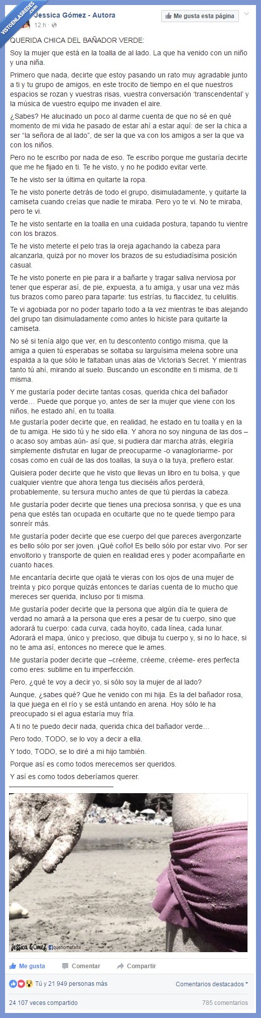 Jéssica Gómez,bañador,autoestima,playa,complejos,disfrutar,hijos