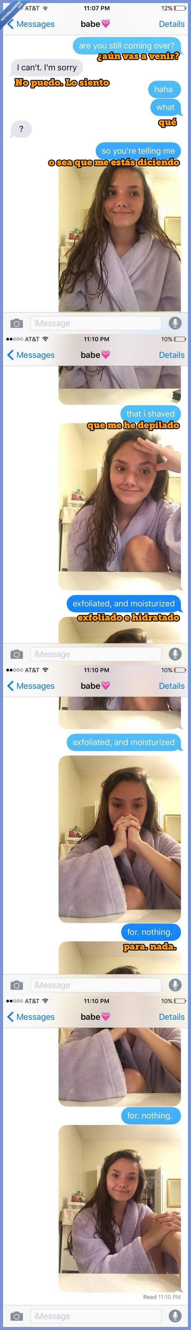 cancelar,cita,chipa,depilarse,arreglarse,cara de loca